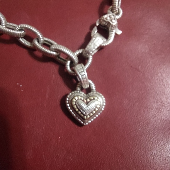 Judith Ripka 18k 925 Syerling Silver Bracelet with Heart Charm - Picture 3 of 7